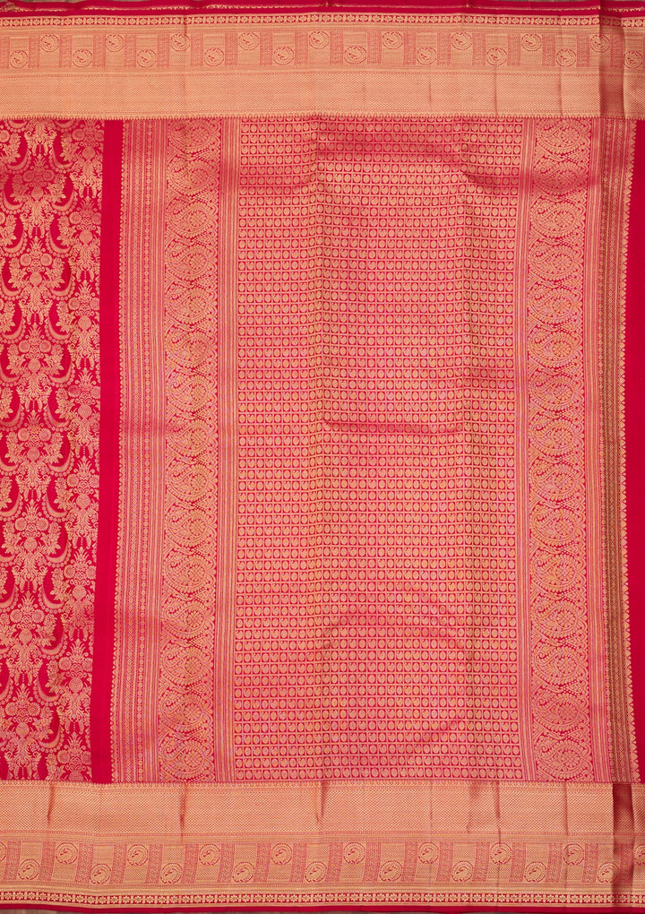 Rani Pink Dharmavaram Pure Silk Saree With Matching Blouse Piece