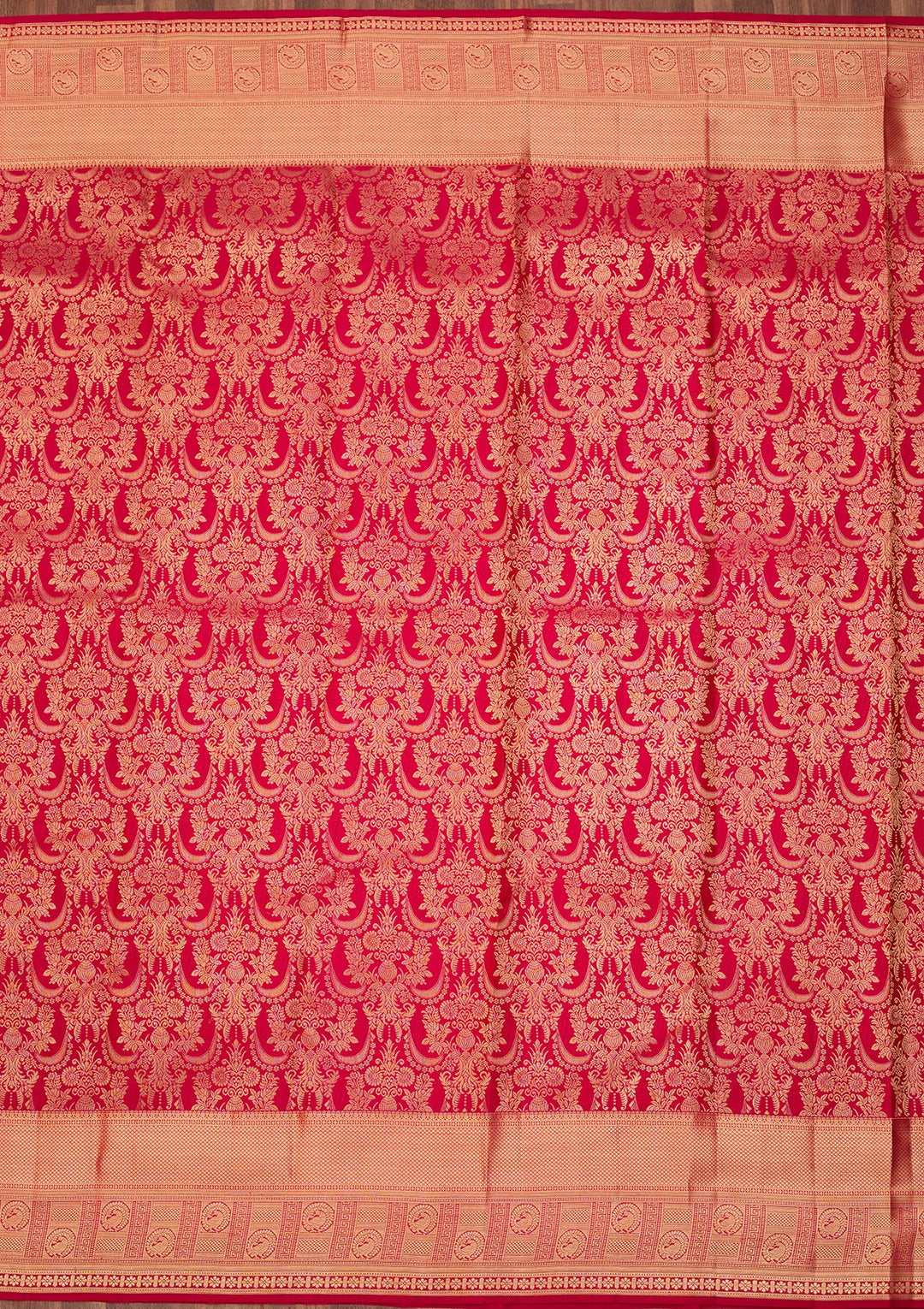 Rani Pink Dharmavaram Pure Silk Saree With Matching Blouse Piece