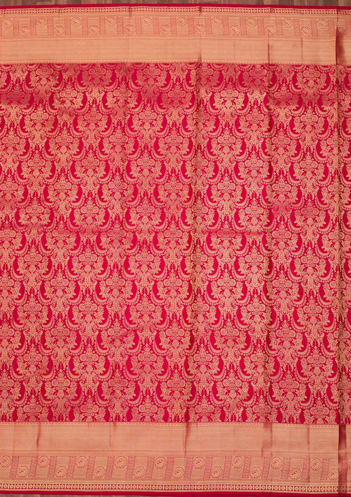Rani Pink Dharmavaram Pure Silk Saree With Matching Blouse Piece