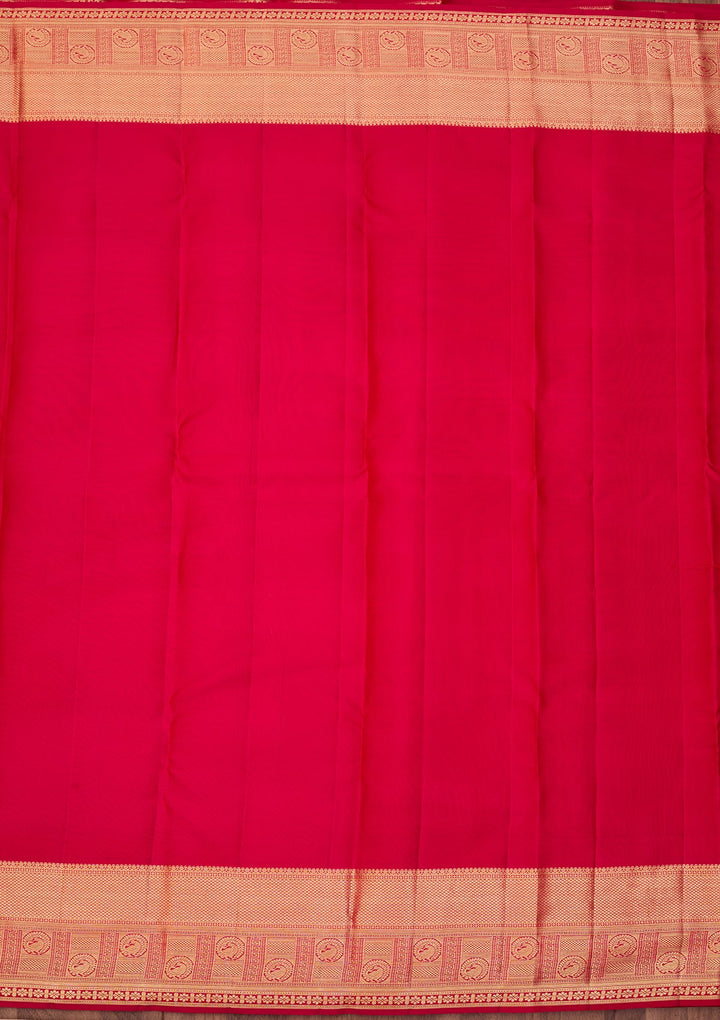 Rani Pink Dharmavaram Pure Silk Saree With Matching Blouse Piece