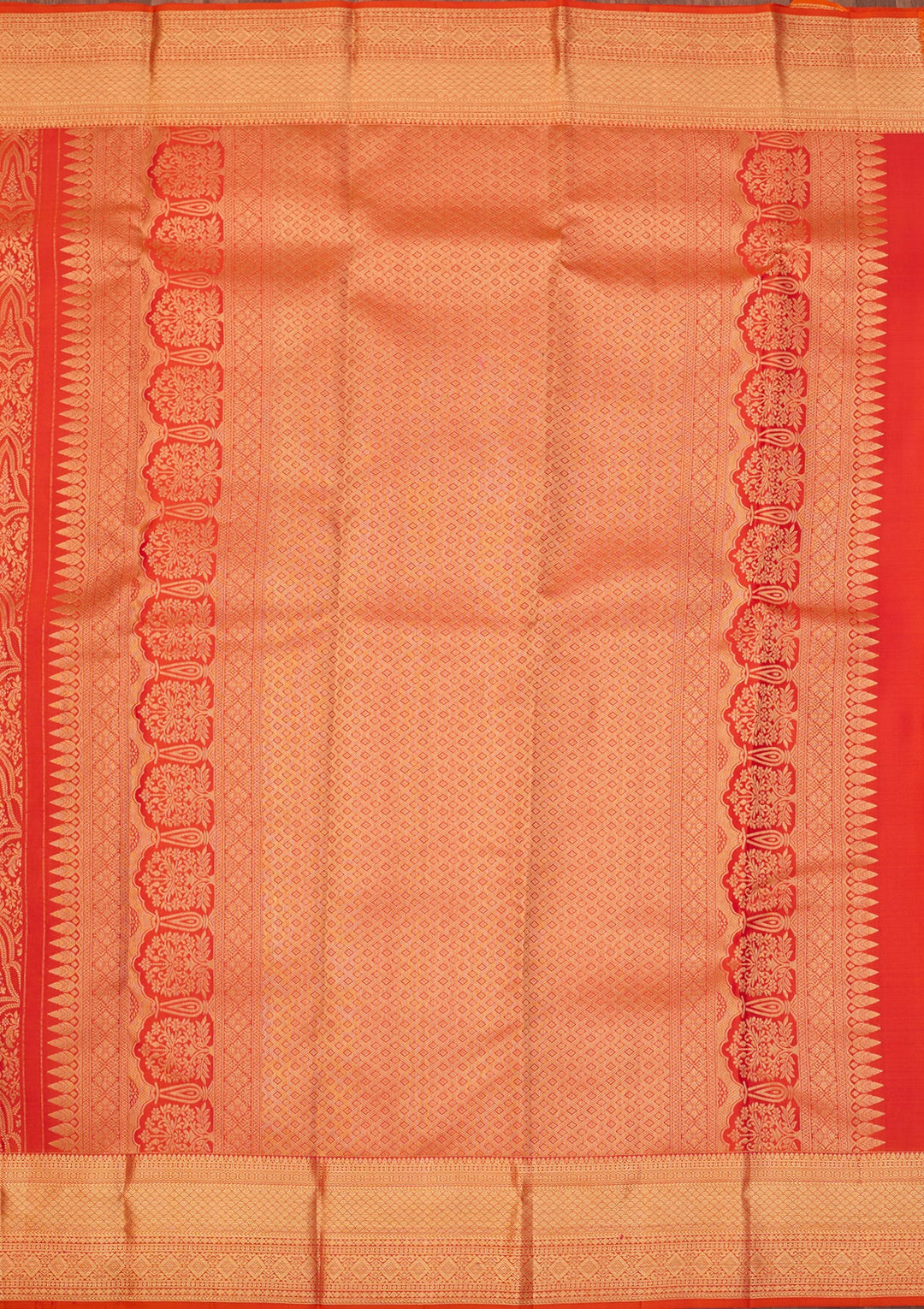 Orange Dharmavaram Pure Silk Saree With Matching Blouse Piece