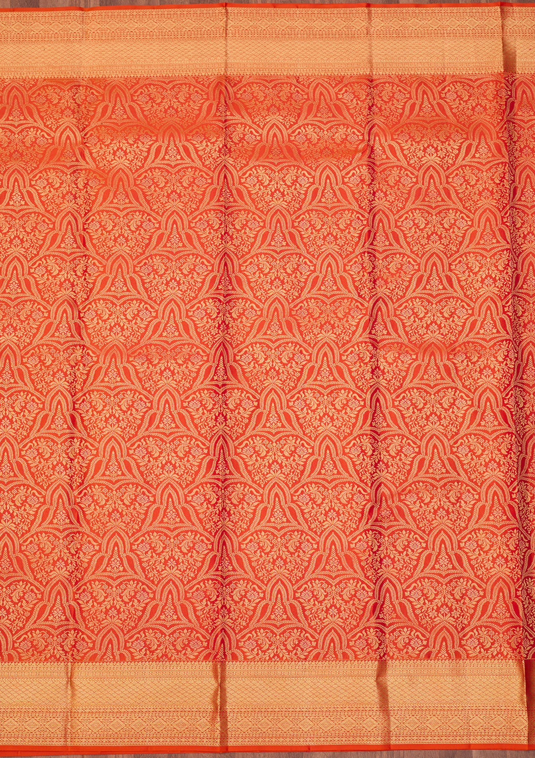Orange Dharmavaram Pure Silk Saree With Matching Blouse Piece