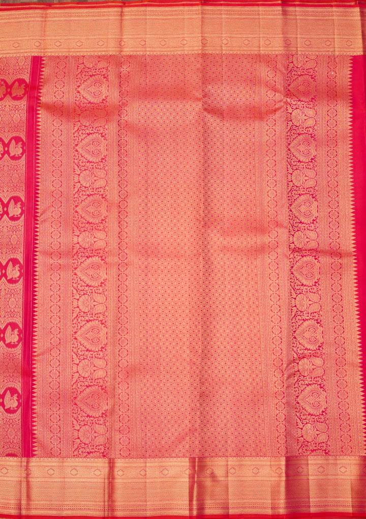 Orange Dharmavaram Pure Silk Saree With Matching Blouse Piece