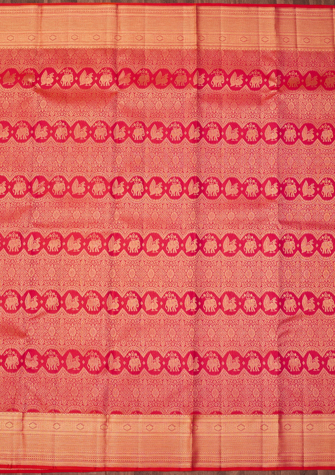 Orange Dharmavaram Pure Silk Saree With Matching Blouse Piece