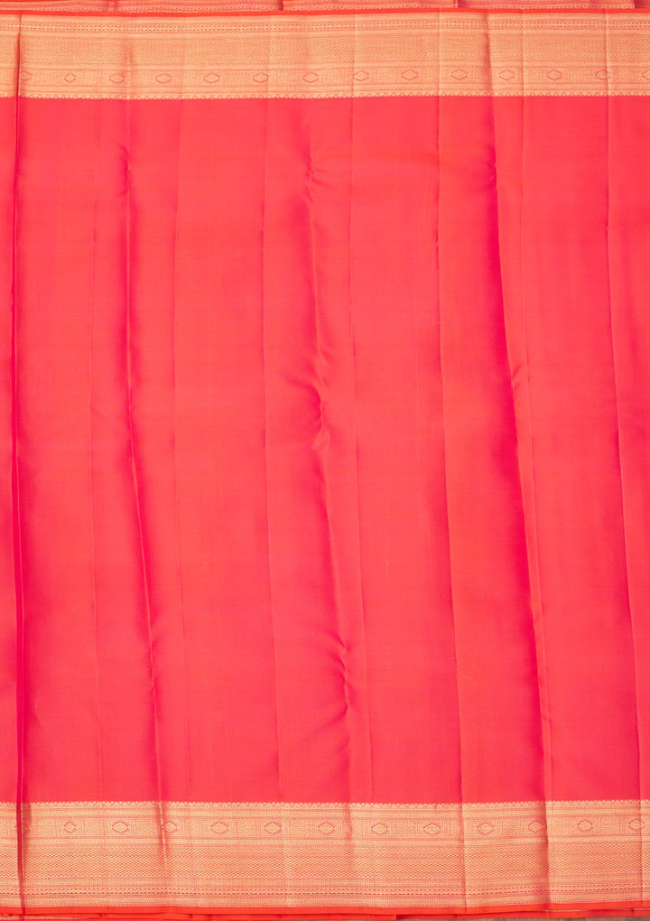 Orange Dharmavaram Pure Silk Saree With Matching Blouse Piece