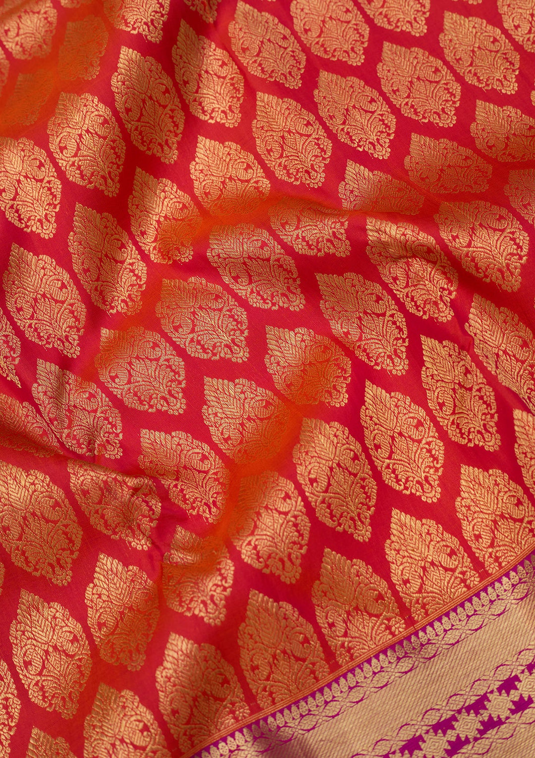 Orange Dharmavaram Pure Silk Saree With Matching Blouse Piece