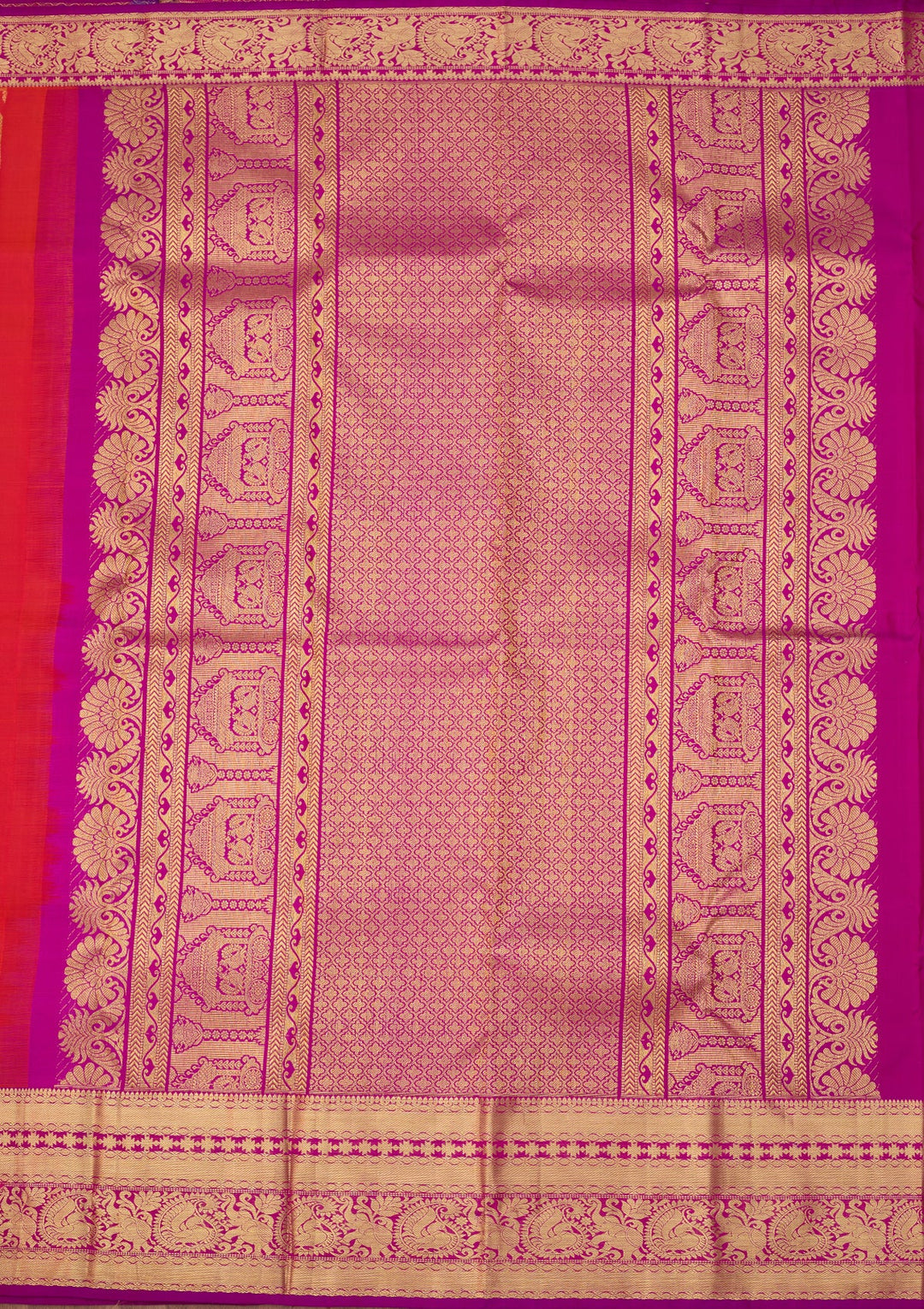 Orange Dharmavaram Pure Silk Saree With Matching Blouse Piece