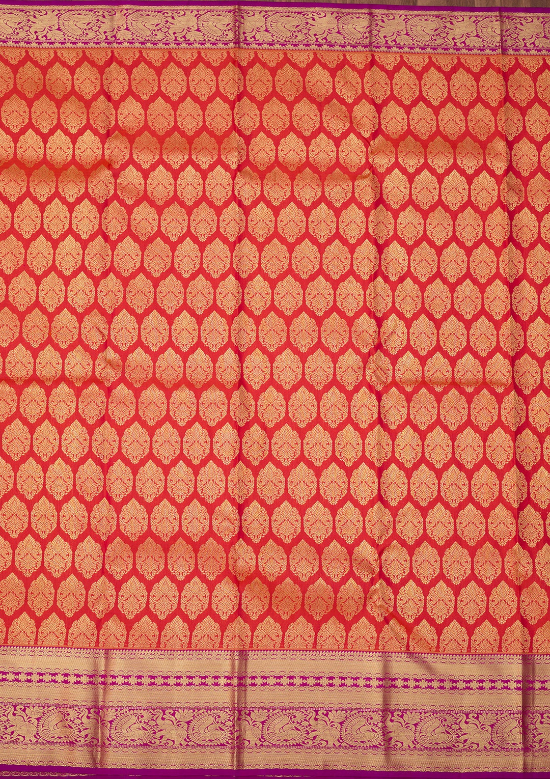 Orange Dharmavaram Pure Silk Saree With Matching Blouse Piece