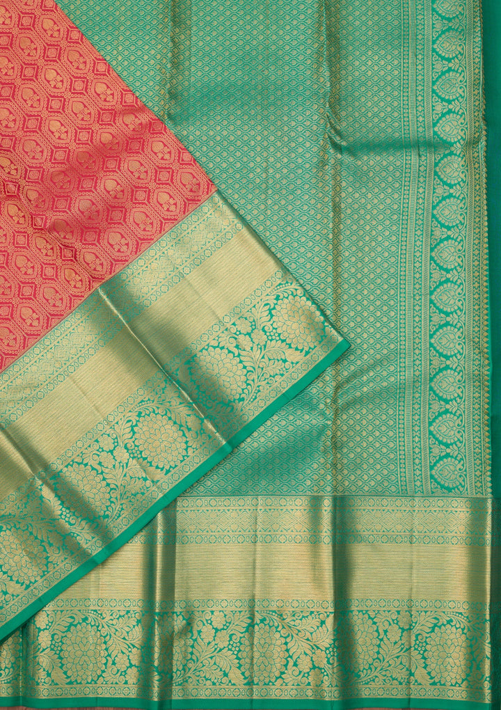 Rani Pink Dharmavaram Pure Silk Saree With Matching Blouse Piece