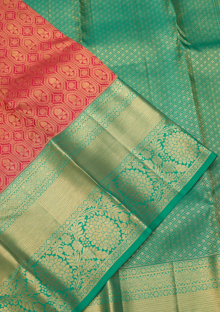 Rani Pink Dharmavaram Pure Silk Saree With Matching Blouse Piece