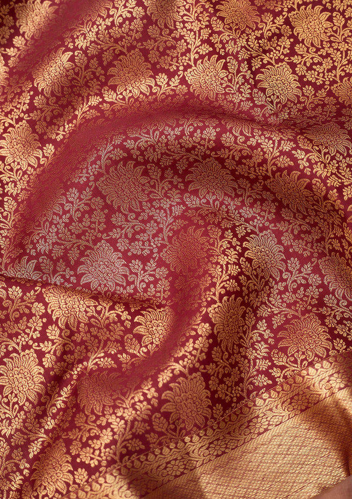 Maroon Dharmavaram Pure Silk Saree With Matching Blouse Piece