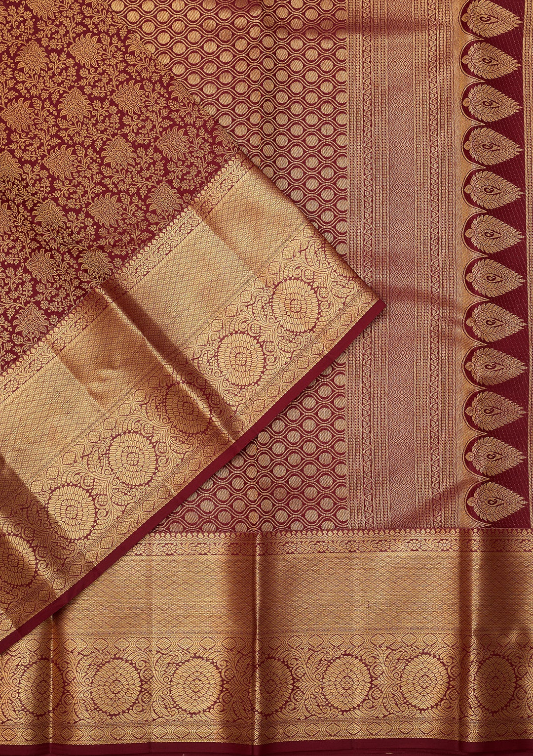 Maroon Dharmavaram Pure Silk Saree With Matching Blouse Piece