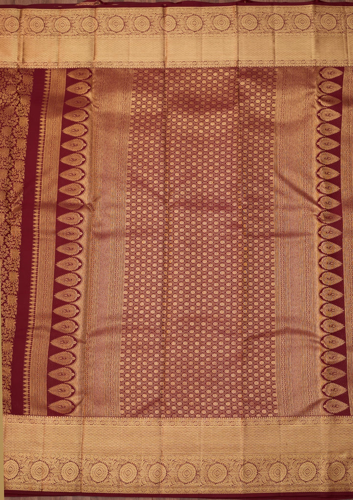 Maroon Dharmavaram Pure Silk Saree With Matching Blouse Piece