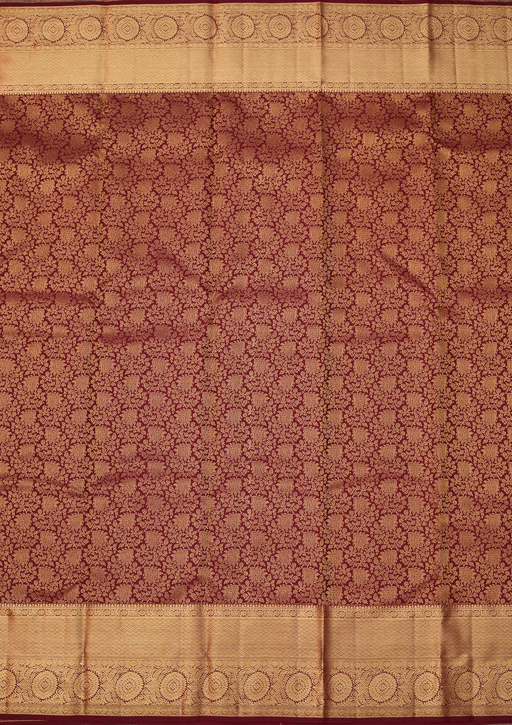 Maroon Dharmavaram Pure Silk Saree With Matching Blouse Piece