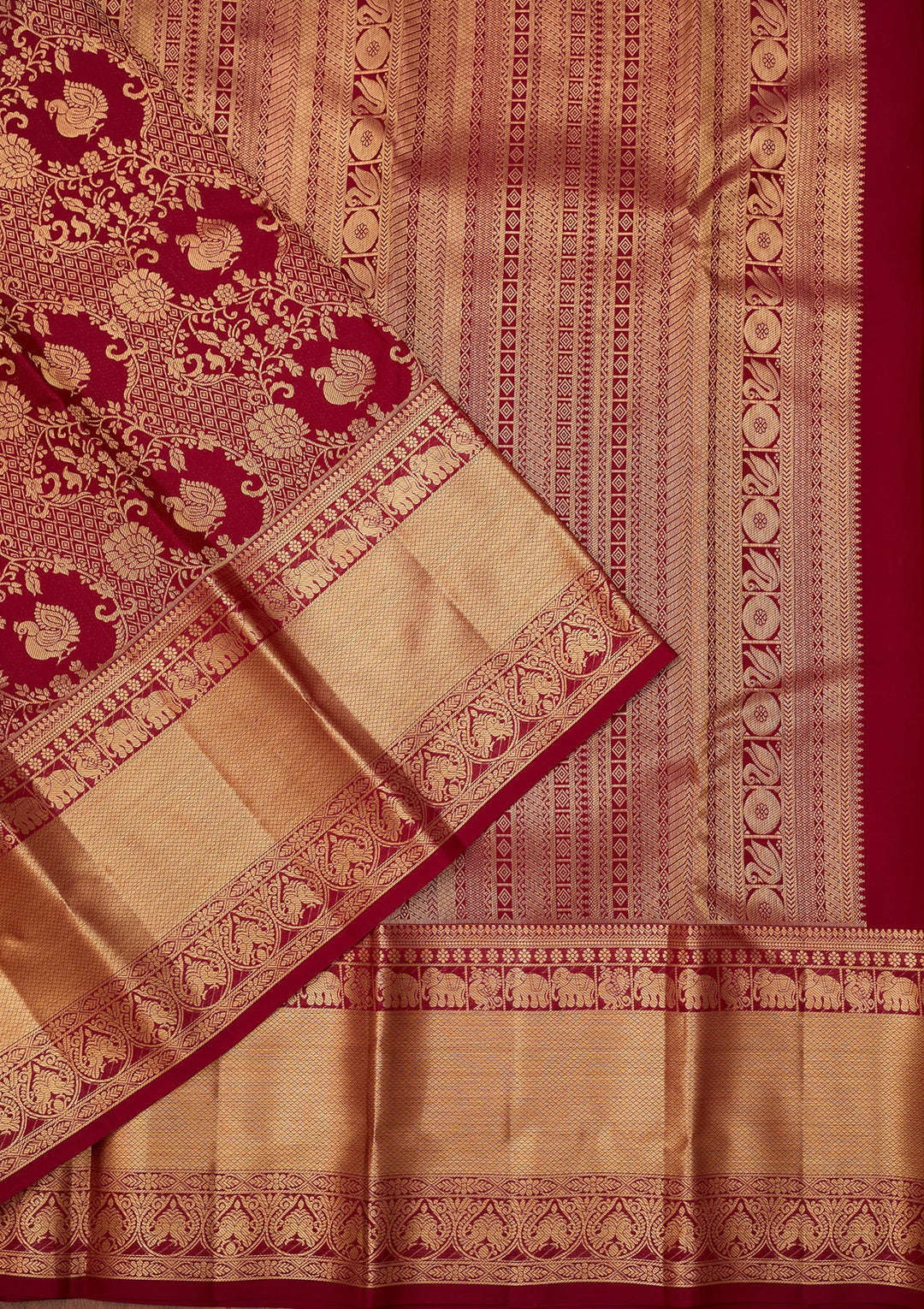 Magenta Pink Dharmavaram Pure Silk Saree With Matching Blouse Piece