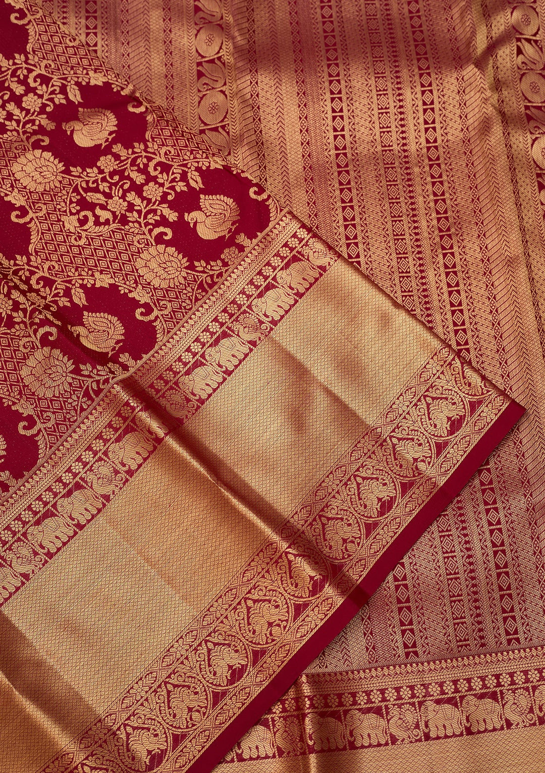 Magenta Pink Dharmavaram Pure Silk Saree With Matching Blouse Piece