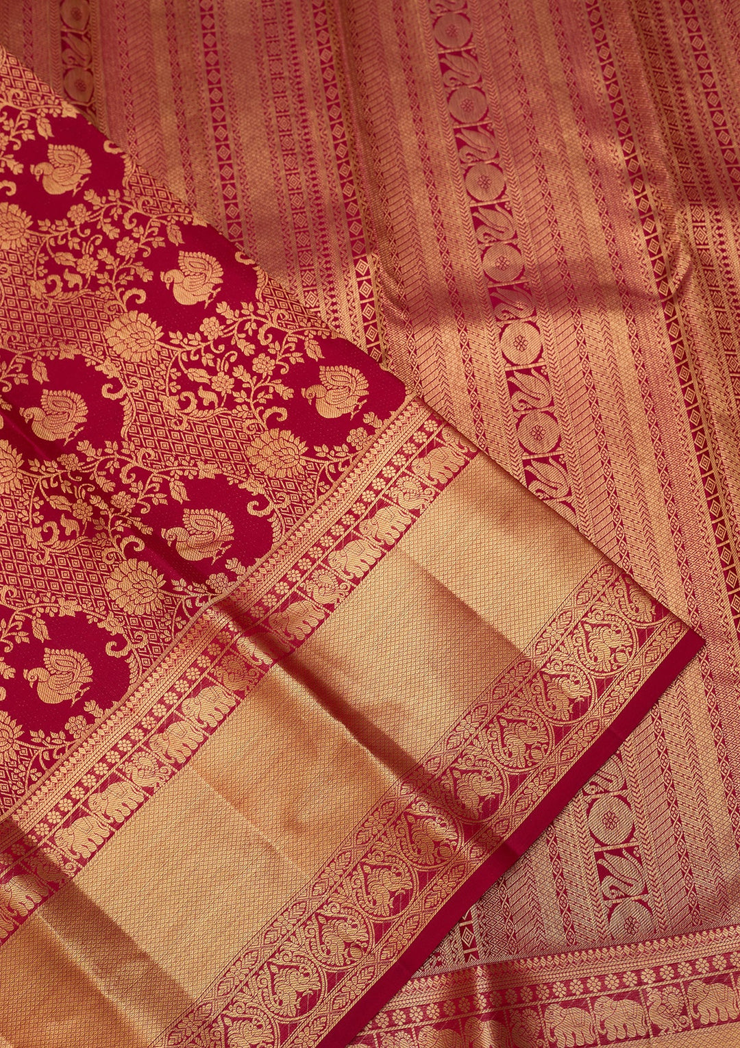 Rani Pink Dharmavaram Pure Silk Saree With Matching Blouse Piece