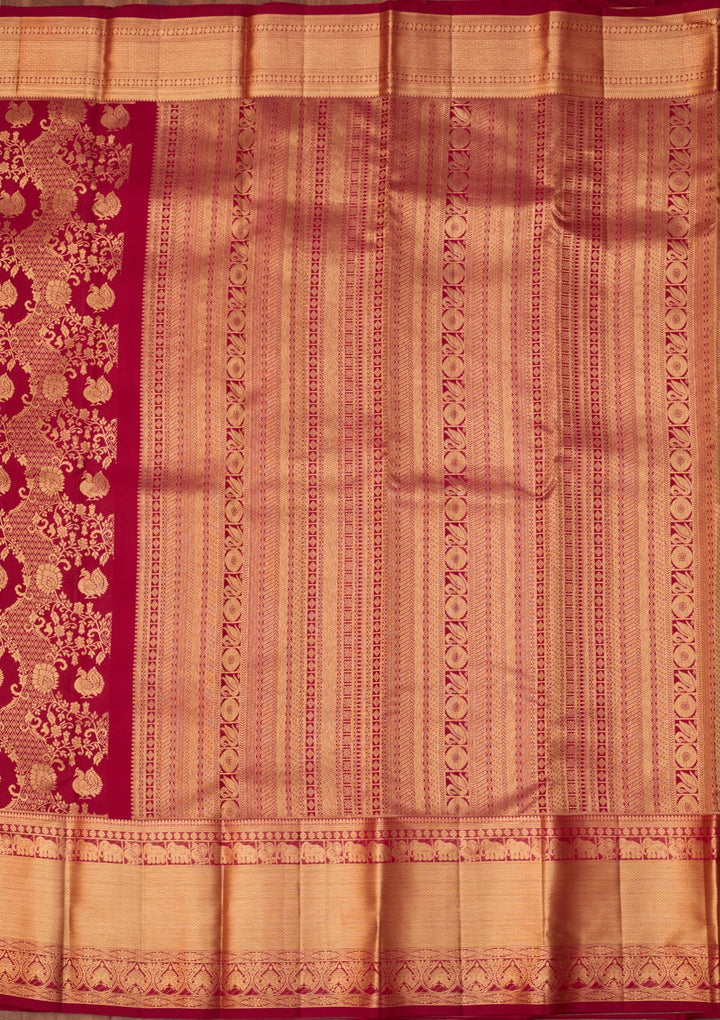 Rani Pink Dharmavaram Pure Silk Saree With Matching Blouse Piece