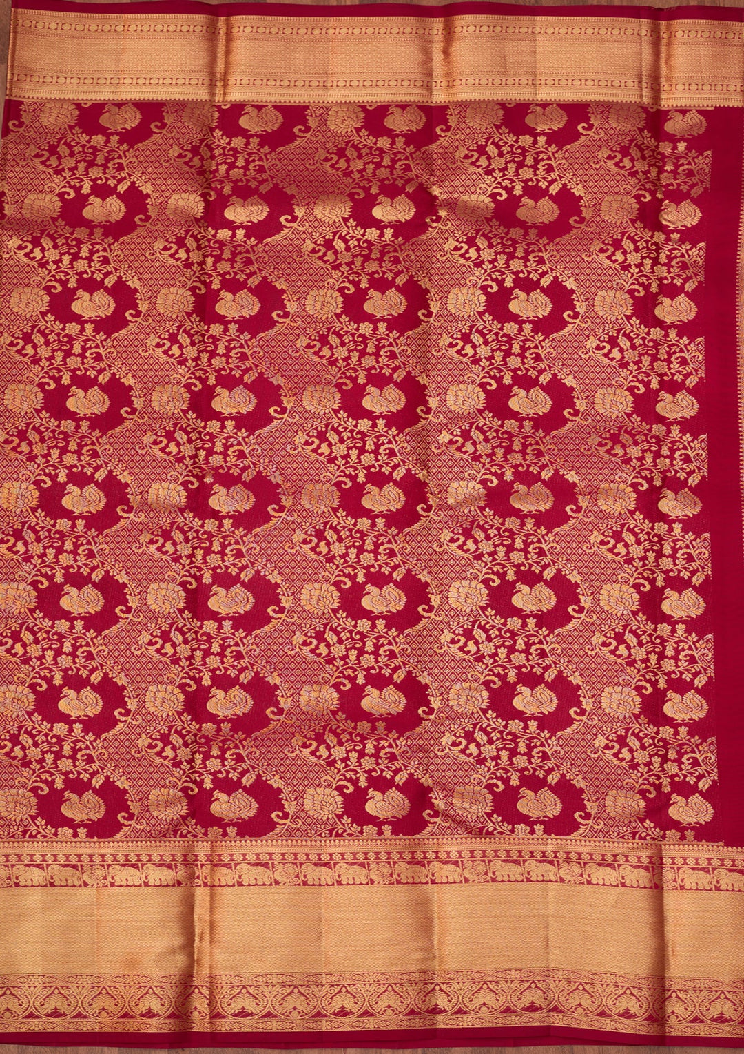 Rani Pink Dharmavaram Pure Silk Saree With Matching Blouse Piece