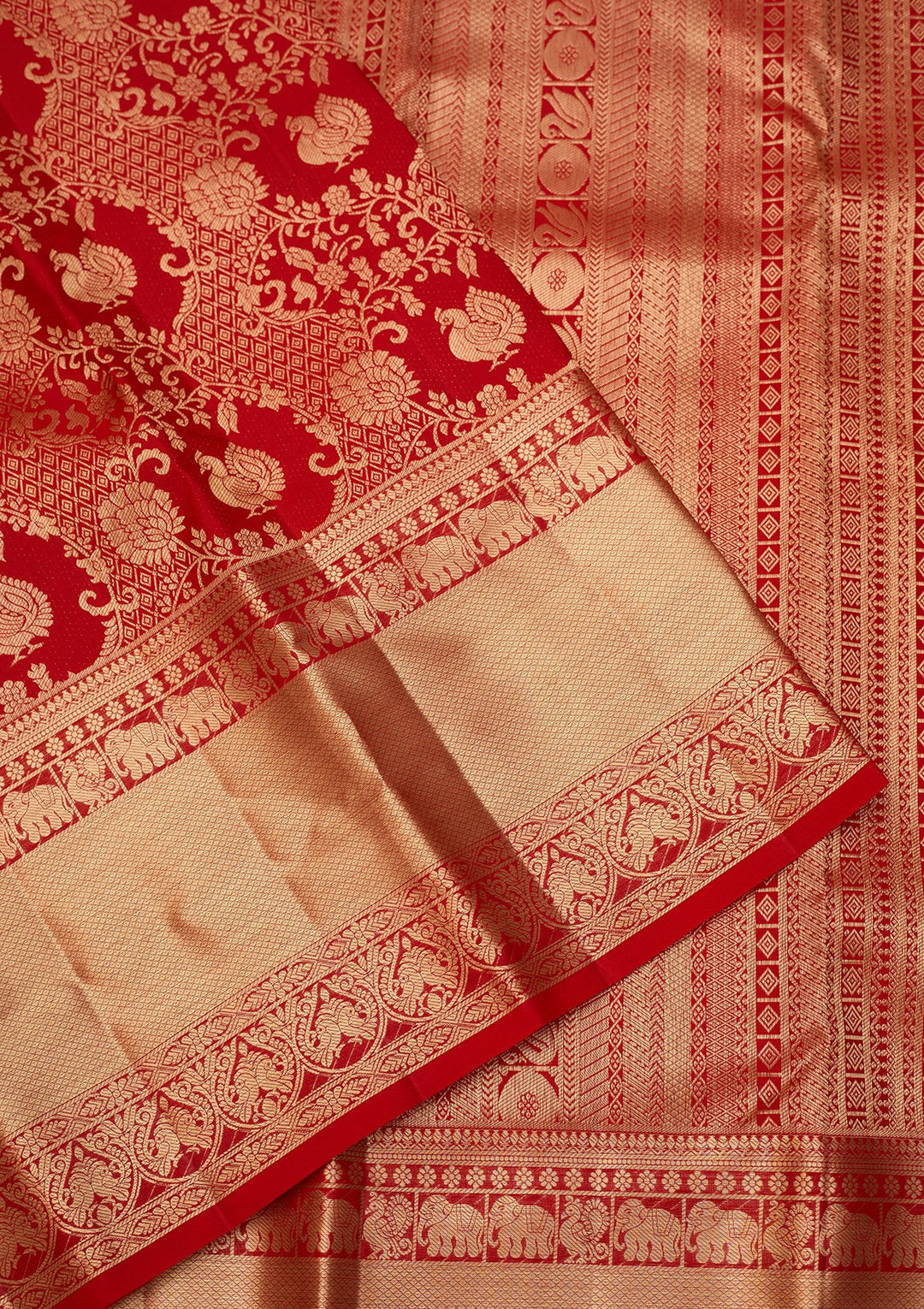 Red Dharmavaram Pure Silk Saree With Matching Blouse Piece