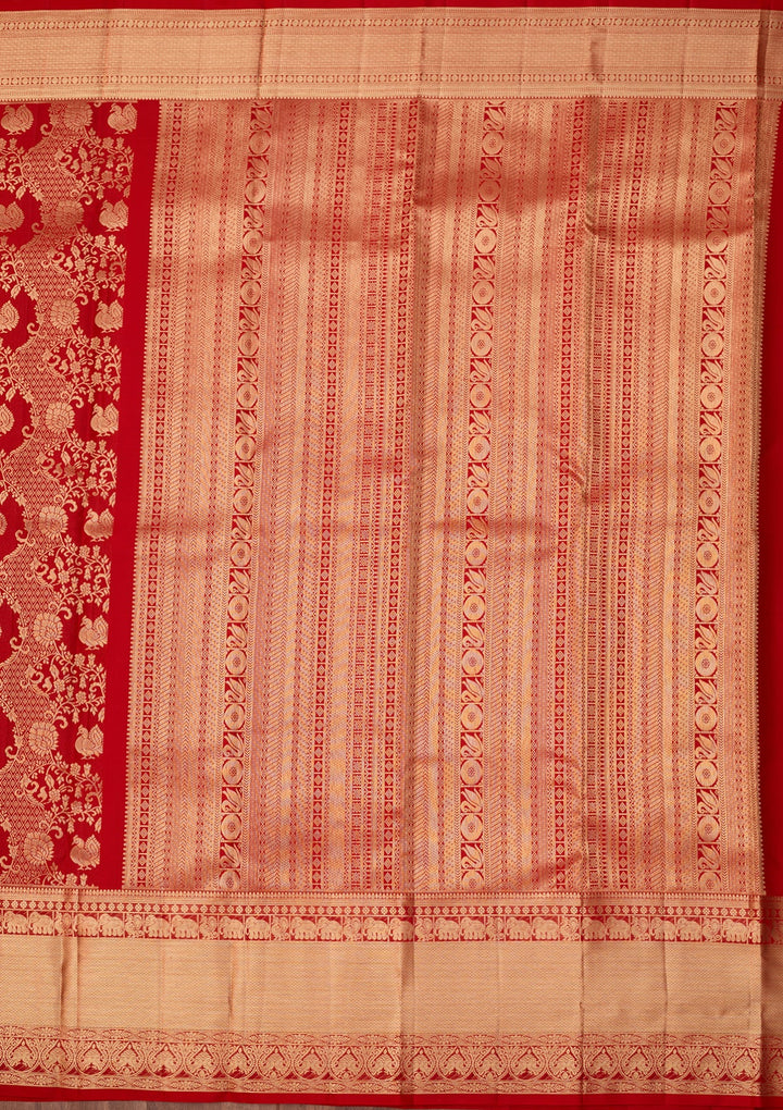 Red Dharmavaram Pure Silk Saree With Matching Blouse Piece