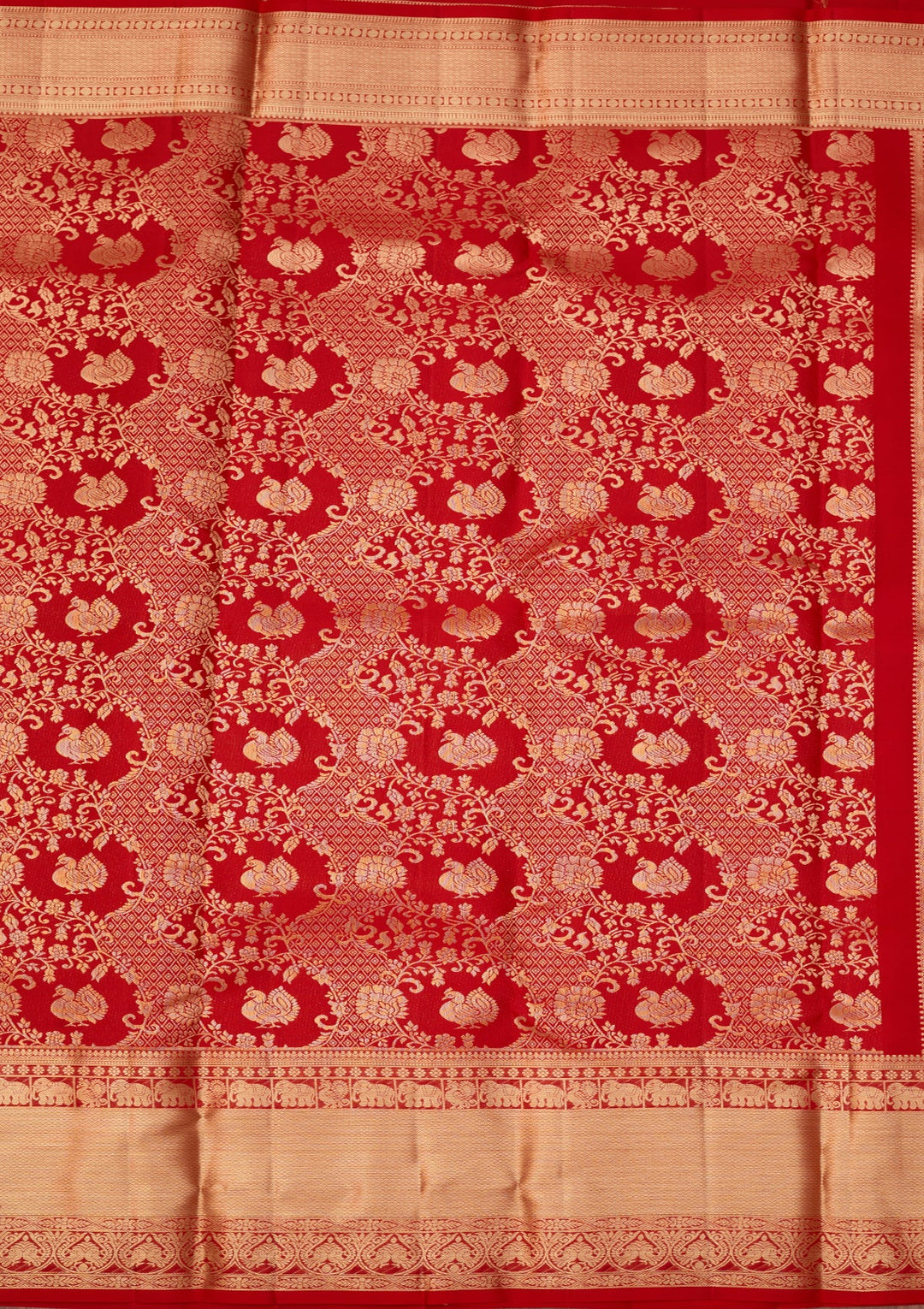 Red Dharmavaram Pure Silk Saree With Matching Blouse Piece
