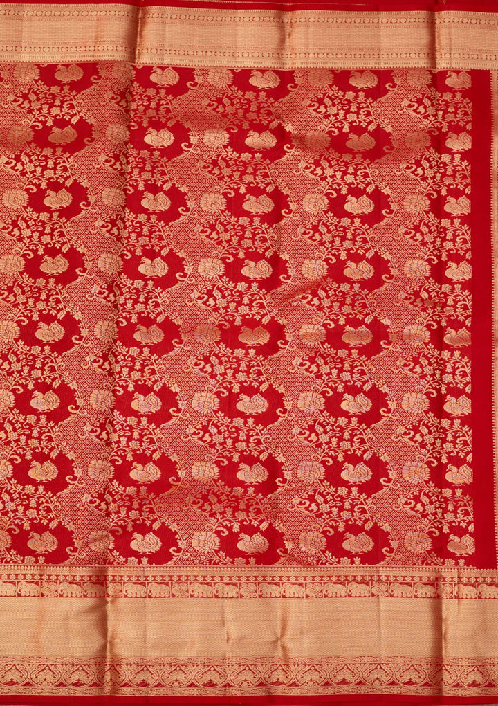 Red Dharmavaram Pure Silk Saree With Matching Blouse Piece