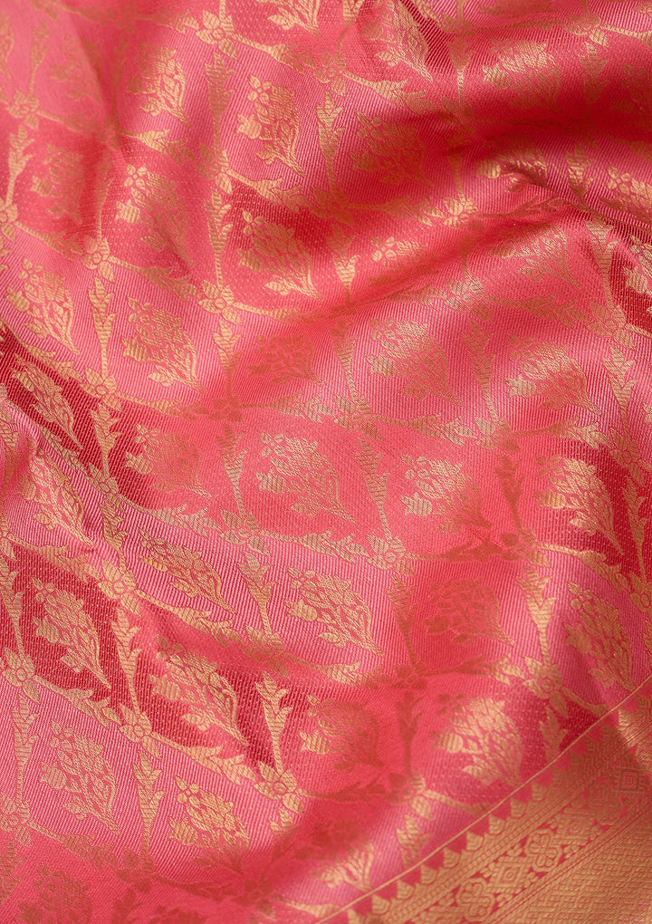 Pink Dharmavaram Pure Silk Saree With Matching Blouse Piece