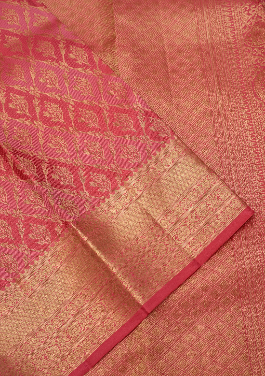 Pink Dharmavaram Pure Silk Saree With Matching Blouse Piece