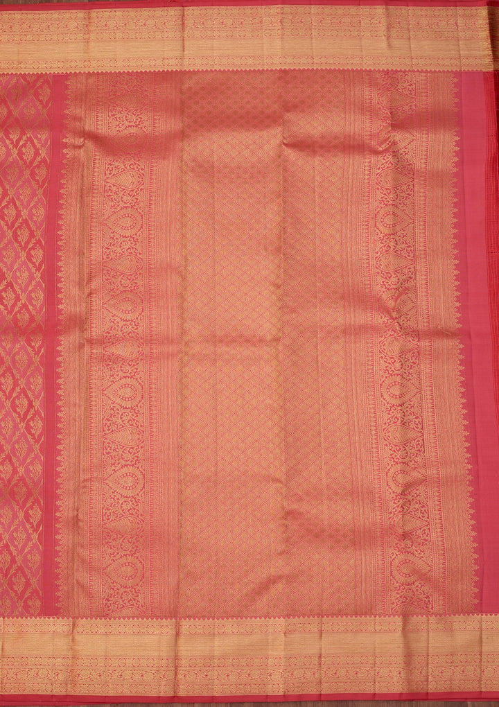 Pink Dharmavaram Pure Silk Saree With Matching Blouse Piece