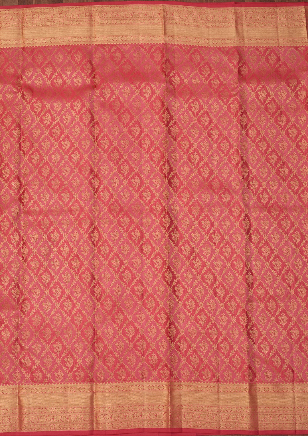 Pink Dharmavaram Pure Silk Saree With Matching Blouse Piece