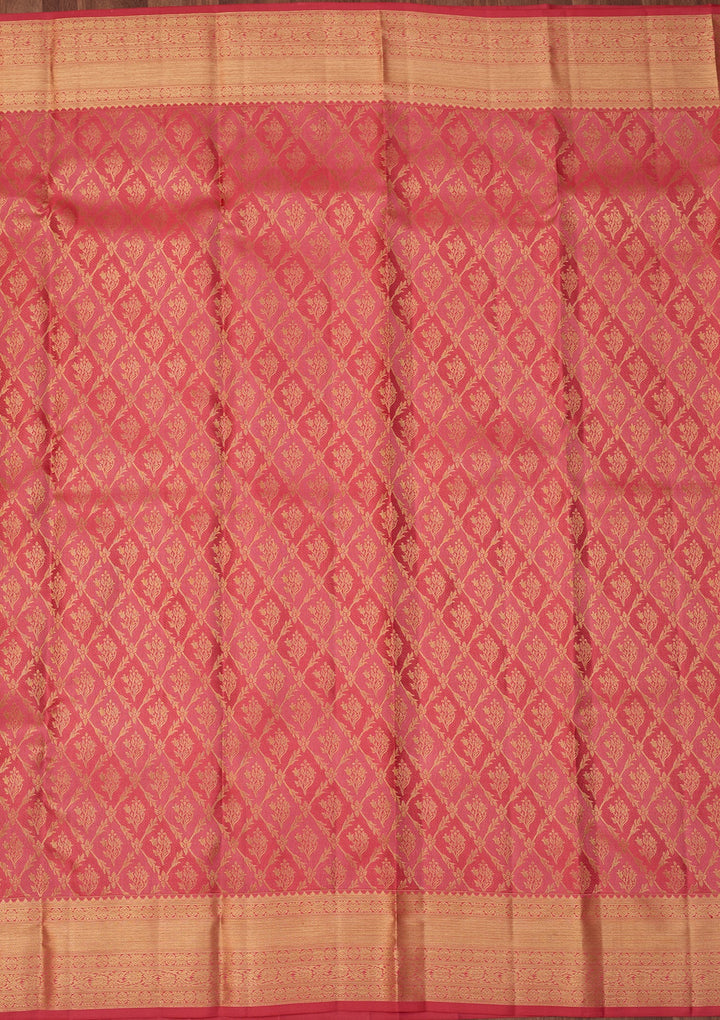 Pink Dharmavaram Pure Silk Saree With Matching Blouse Piece