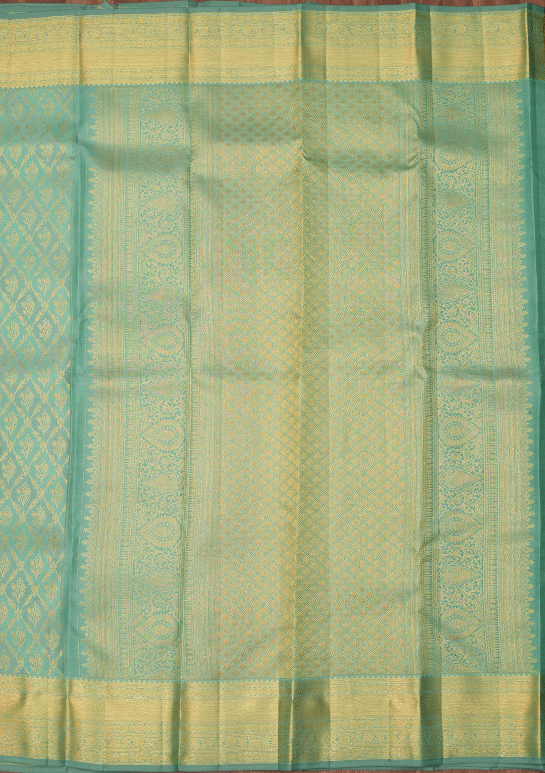 Sea Green Dharmavaram Pure Silk Saree With Matching Blouse Piece