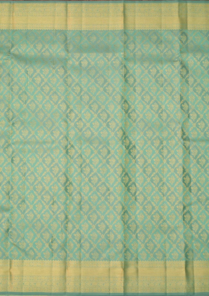 Sea Green Dharmavaram Pure Silk Saree With Matching Blouse Piece