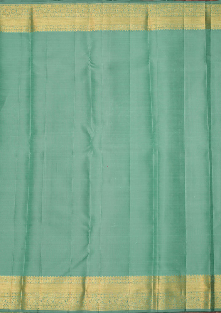 Sea Green Dharmavaram Pure Silk Saree With Matching Blouse Piece