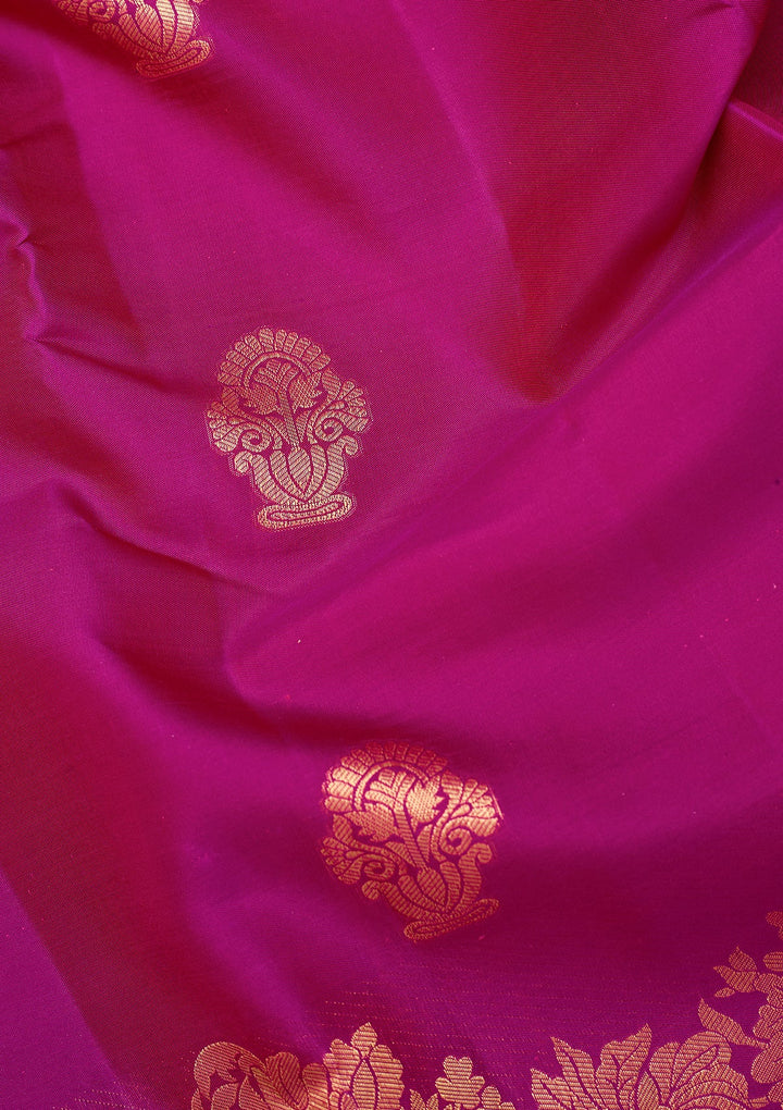 Magenta Pink Dharmavaram Pure Silk Saree With Matching Blouse Piece