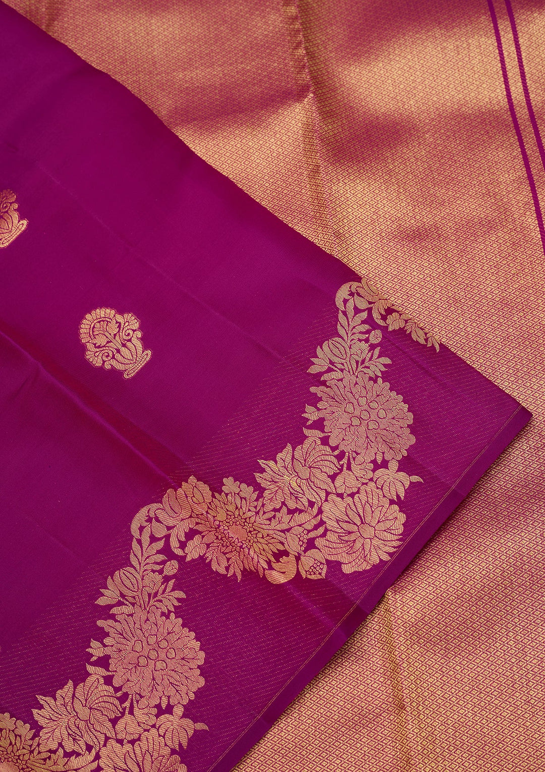 Magenta Pink Dharmavaram Pure Silk Saree With Matching Blouse Piece