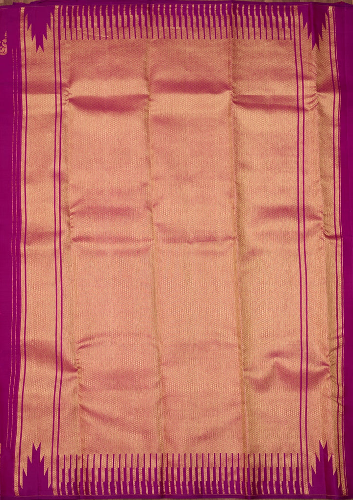 Magenta Pink Dharmavaram Pure Silk Saree With Matching Blouse Piece