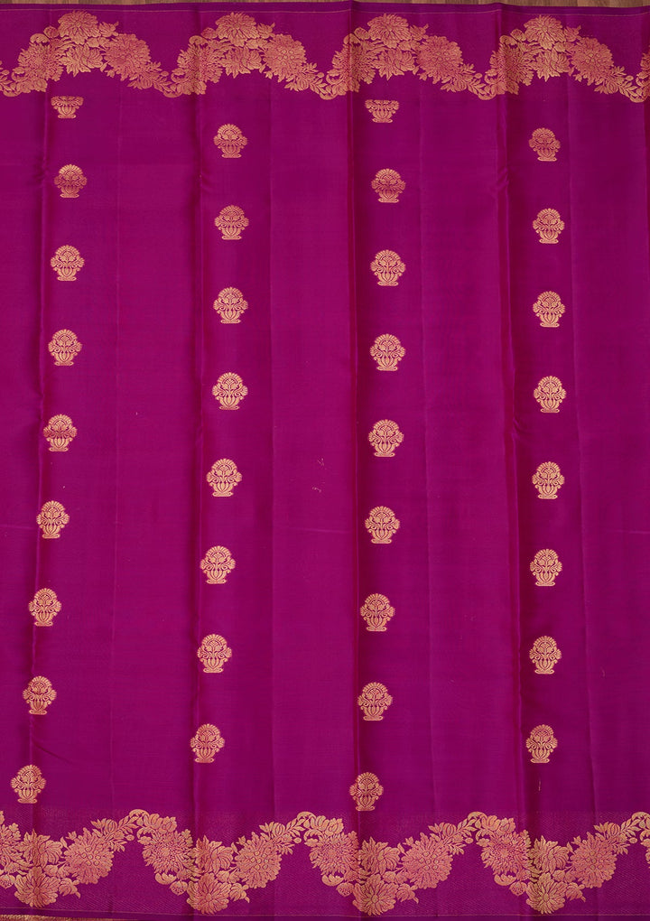Magenta Pink Dharmavaram Pure Silk Saree With Matching Blouse Piece