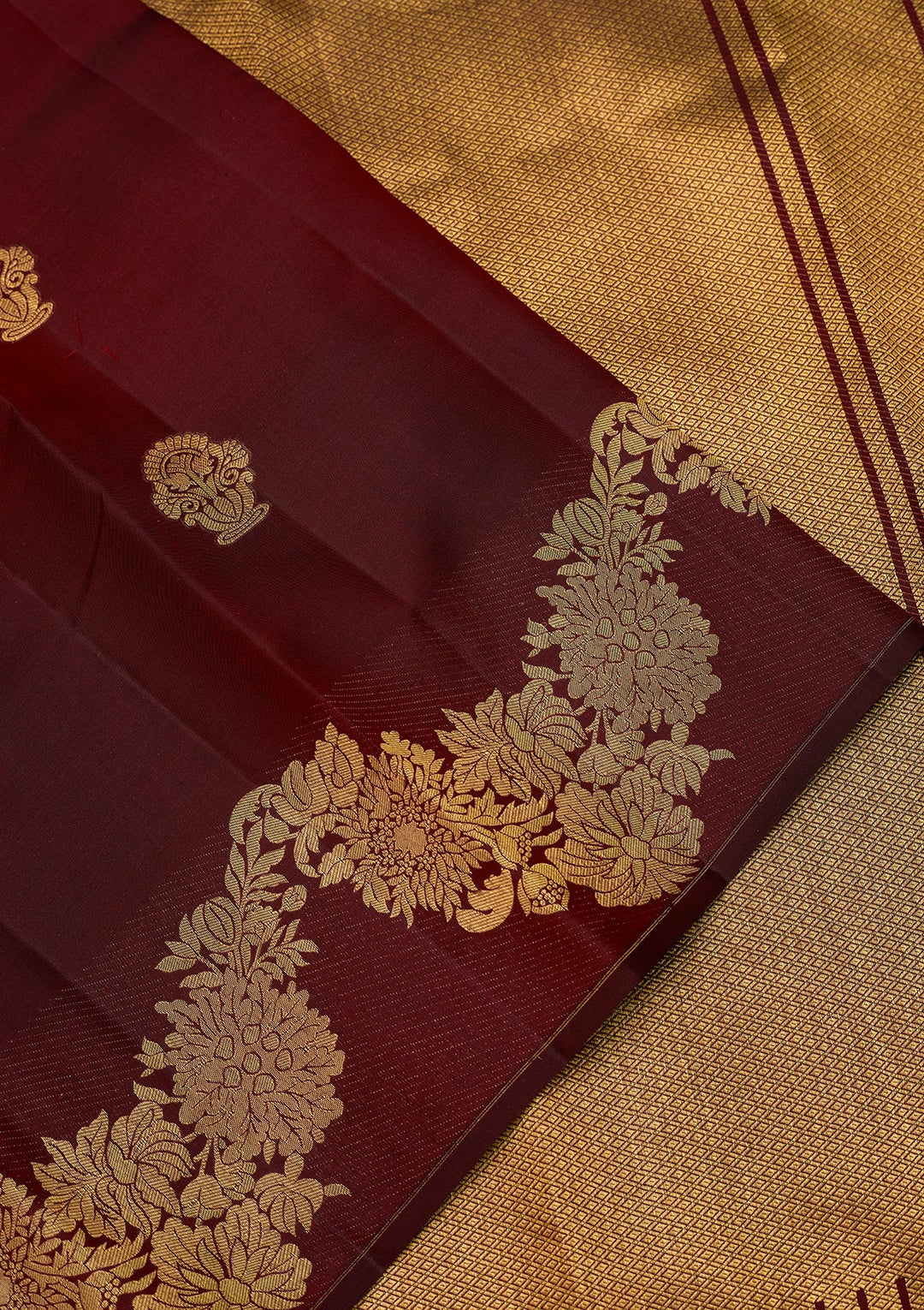 Maroon Dharmavaram Pure Silk Saree With Matching Blouse Piece