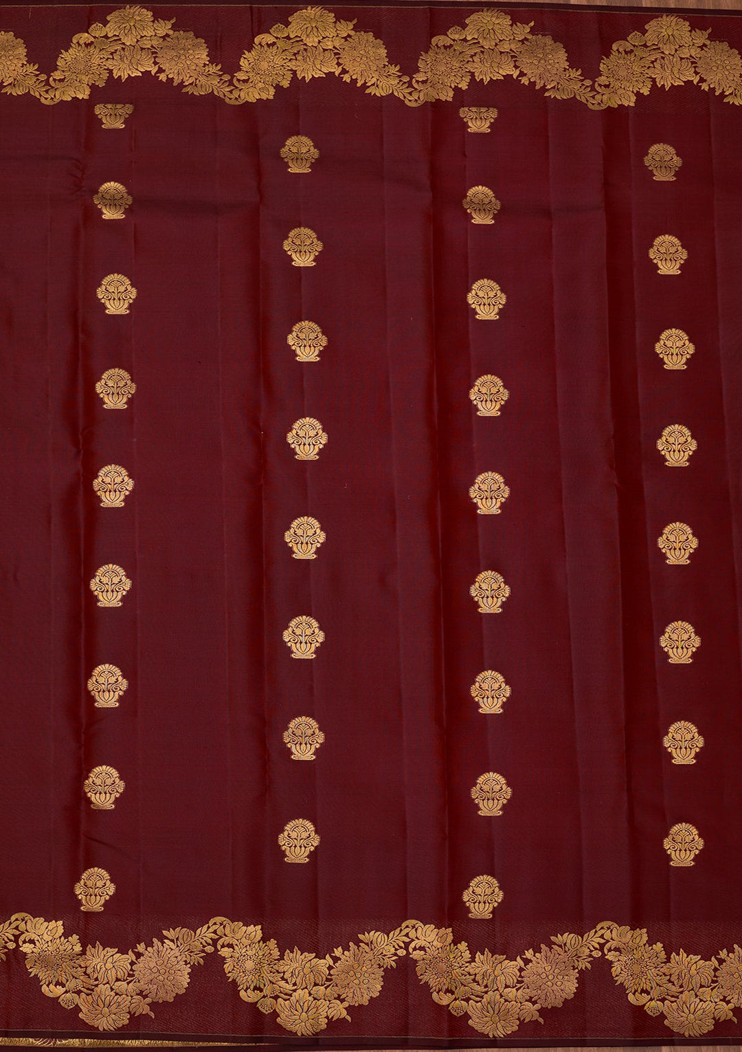 Maroon Dharmavaram Pure Silk Saree With Matching Blouse Piece