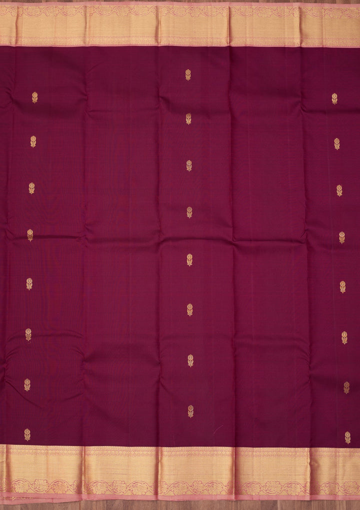 Wine Dharmavaram Pure Silk Saree With Matching Blouse Piece