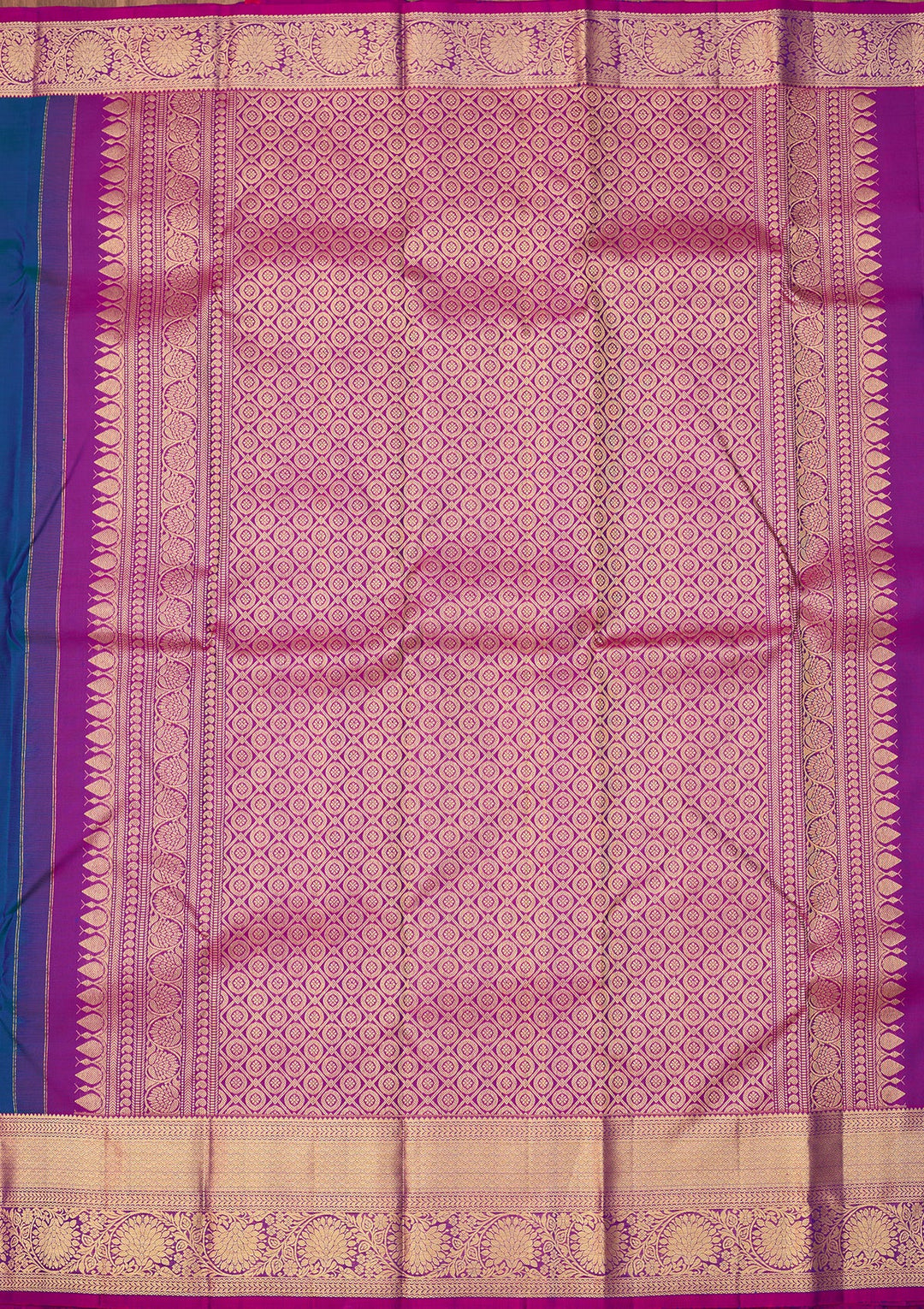 Peacock Blue Dharmavaram Pure Silk Saree With Matching Blouse Piece