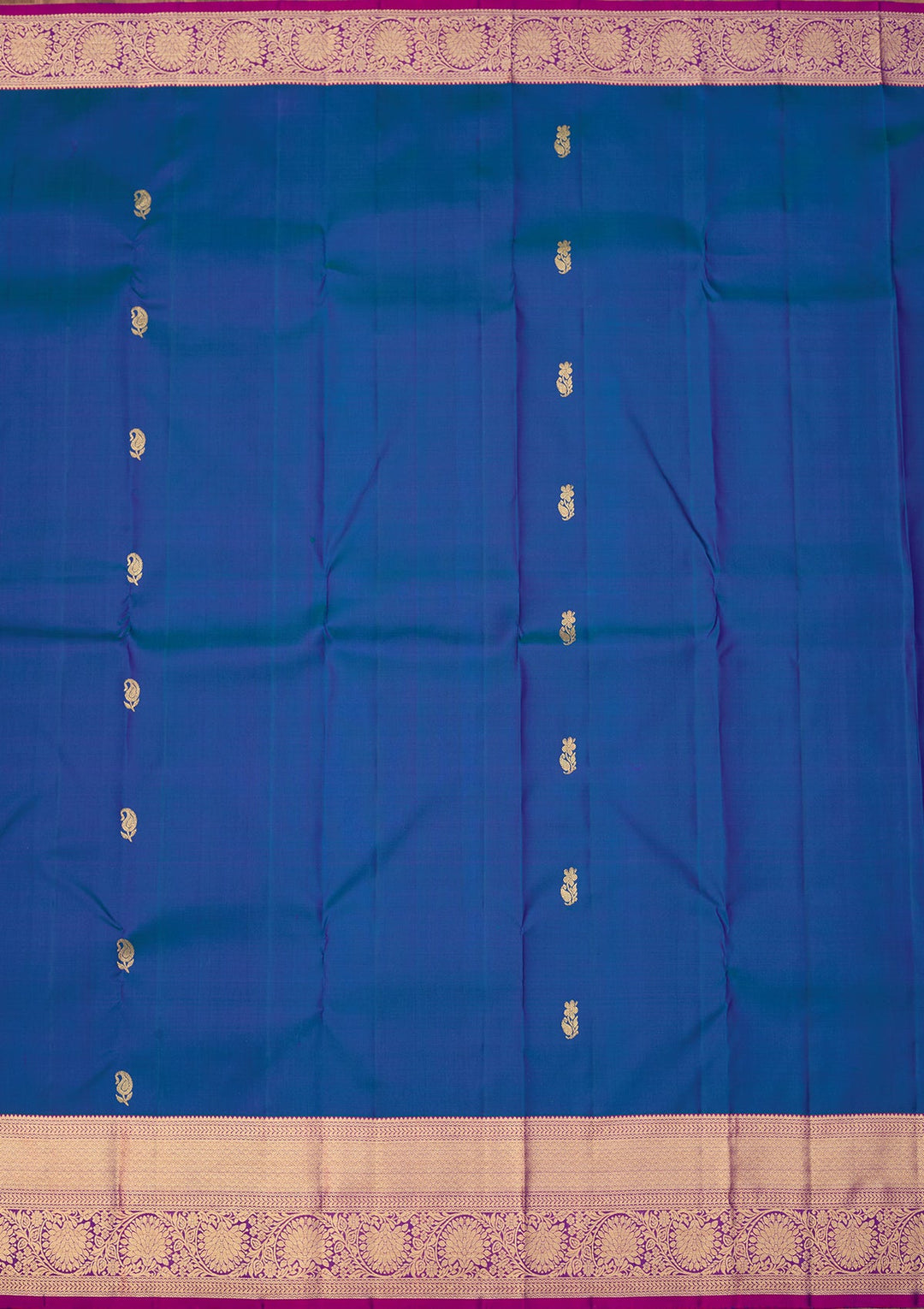 Peacock Blue Dharmavaram Pure Silk Saree With Matching Blouse Piece