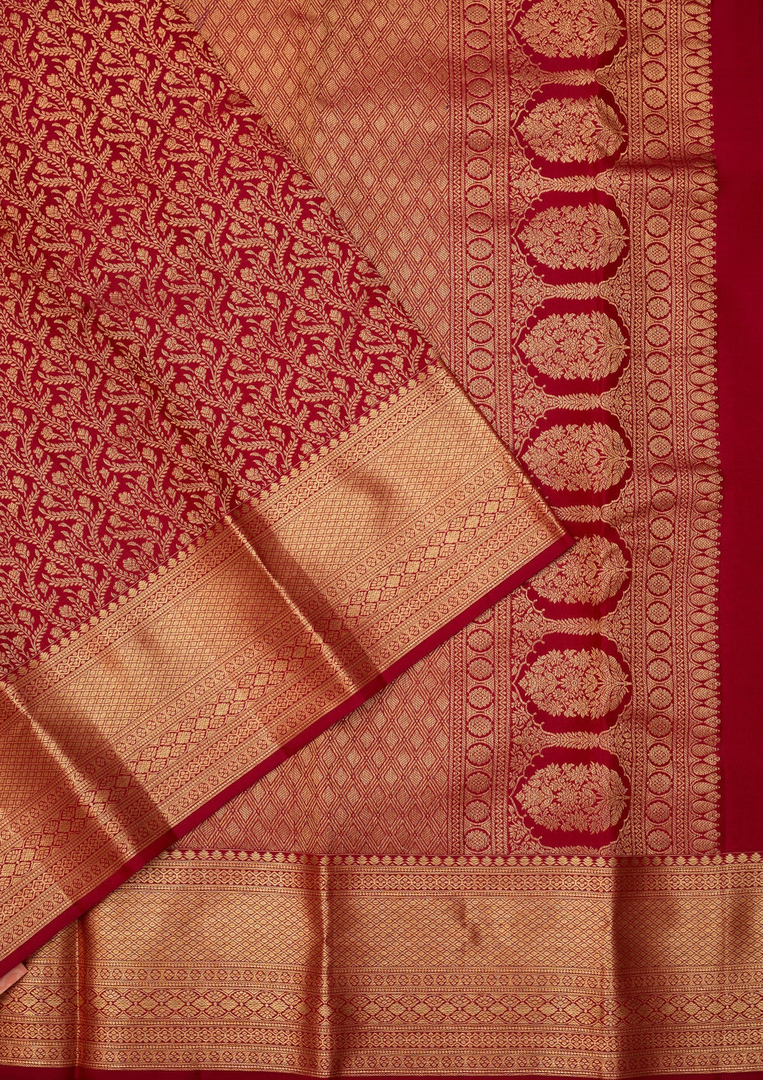 Maroon Dharmavaram Pure Silk Saree With Matching Blouse Piece
