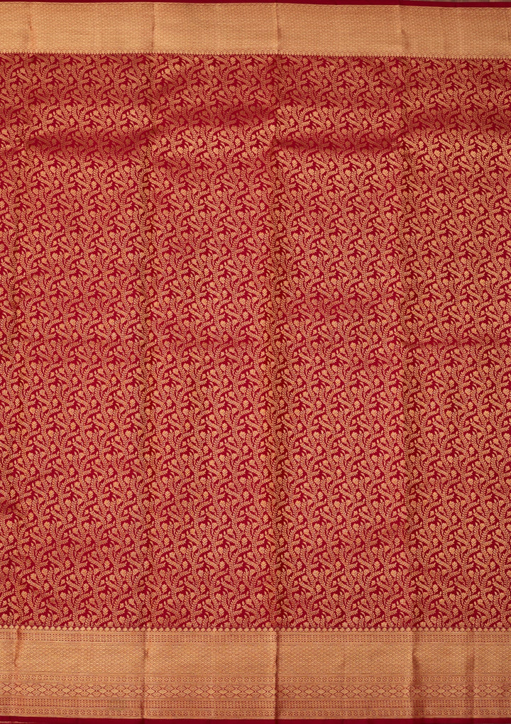 Maroon Dharmavaram Pure Silk Saree With Matching Blouse Piece