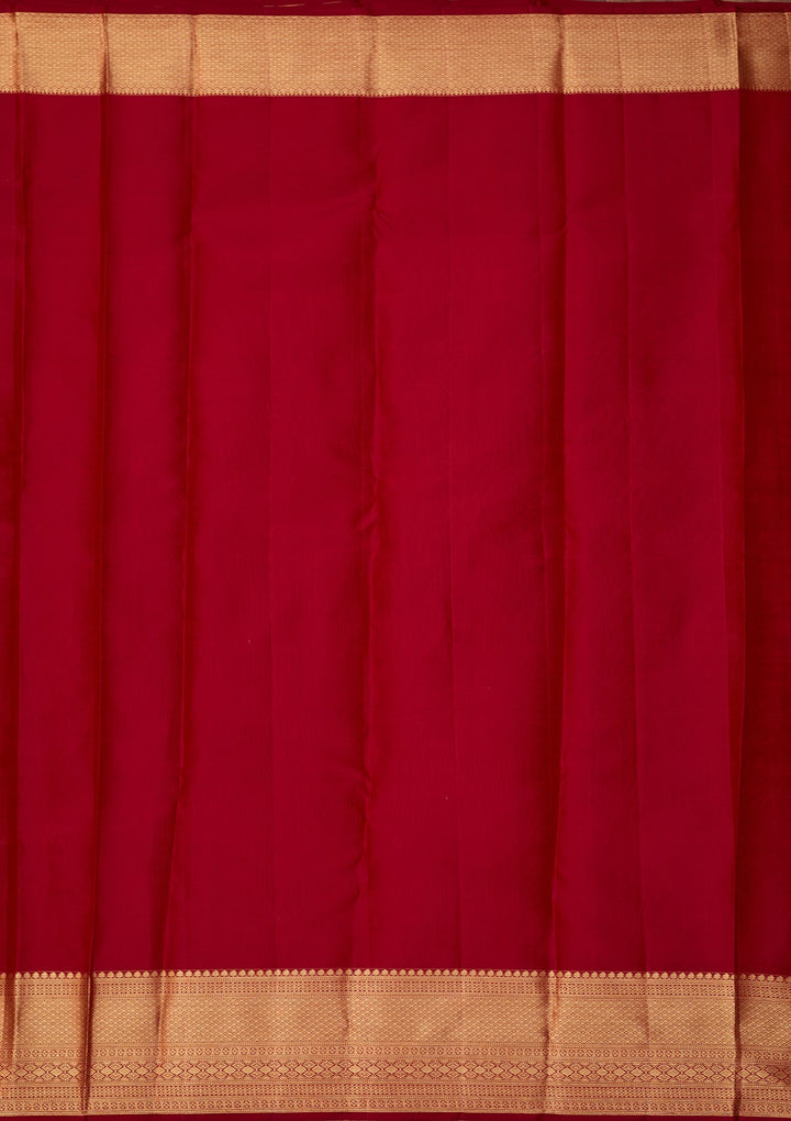 Maroon Dharmavaram Pure Silk Saree With Matching Blouse Piece