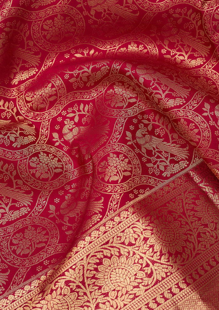 Maroon Dharmavaram Pure Silk Saree With Matching Blouse Piece