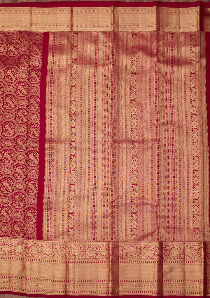 Maroon Dharmavaram Pure Silk Saree With Matching Blouse Piece