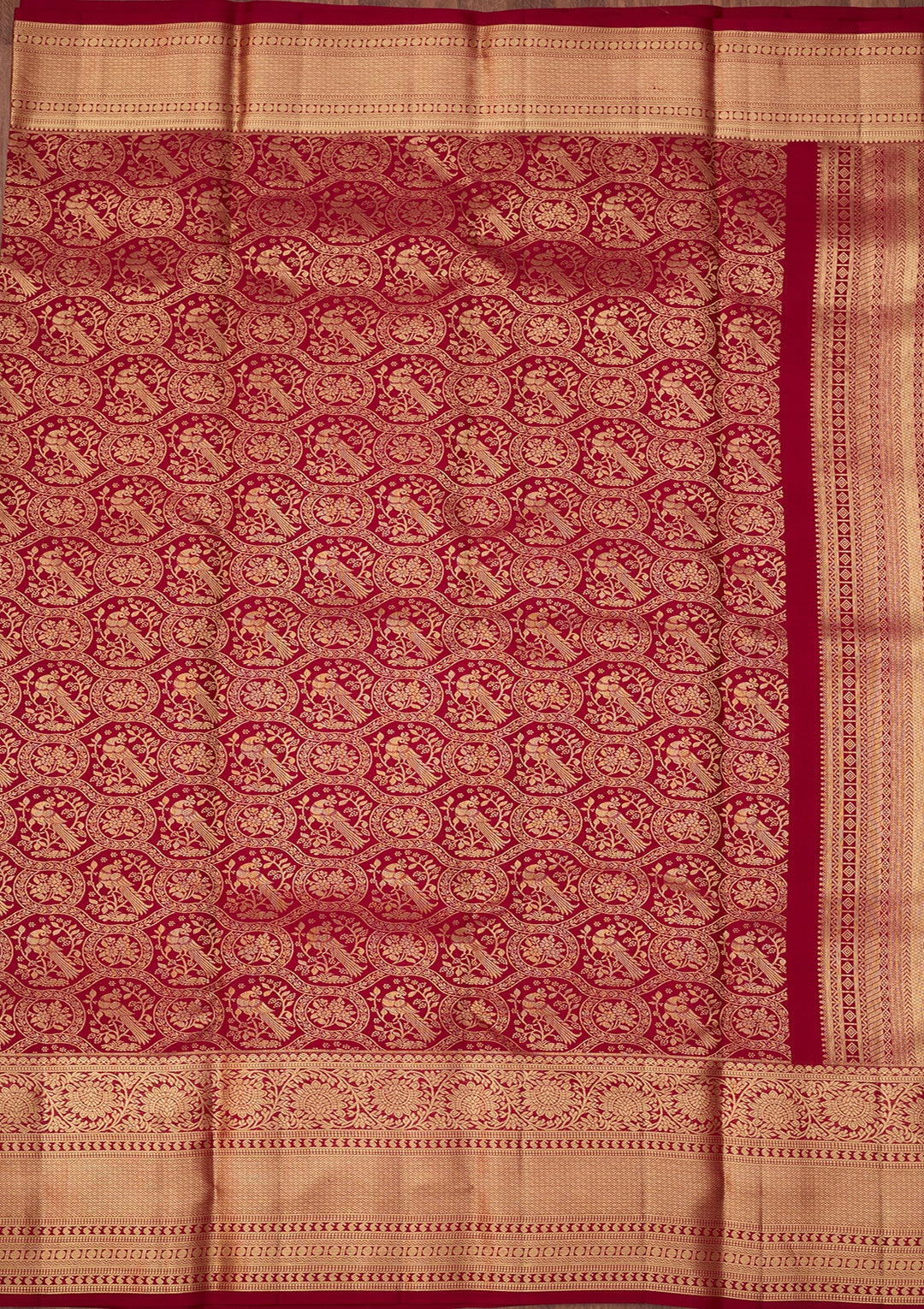 Maroon Dharmavaram Pure Silk Saree With Matching Blouse Piece